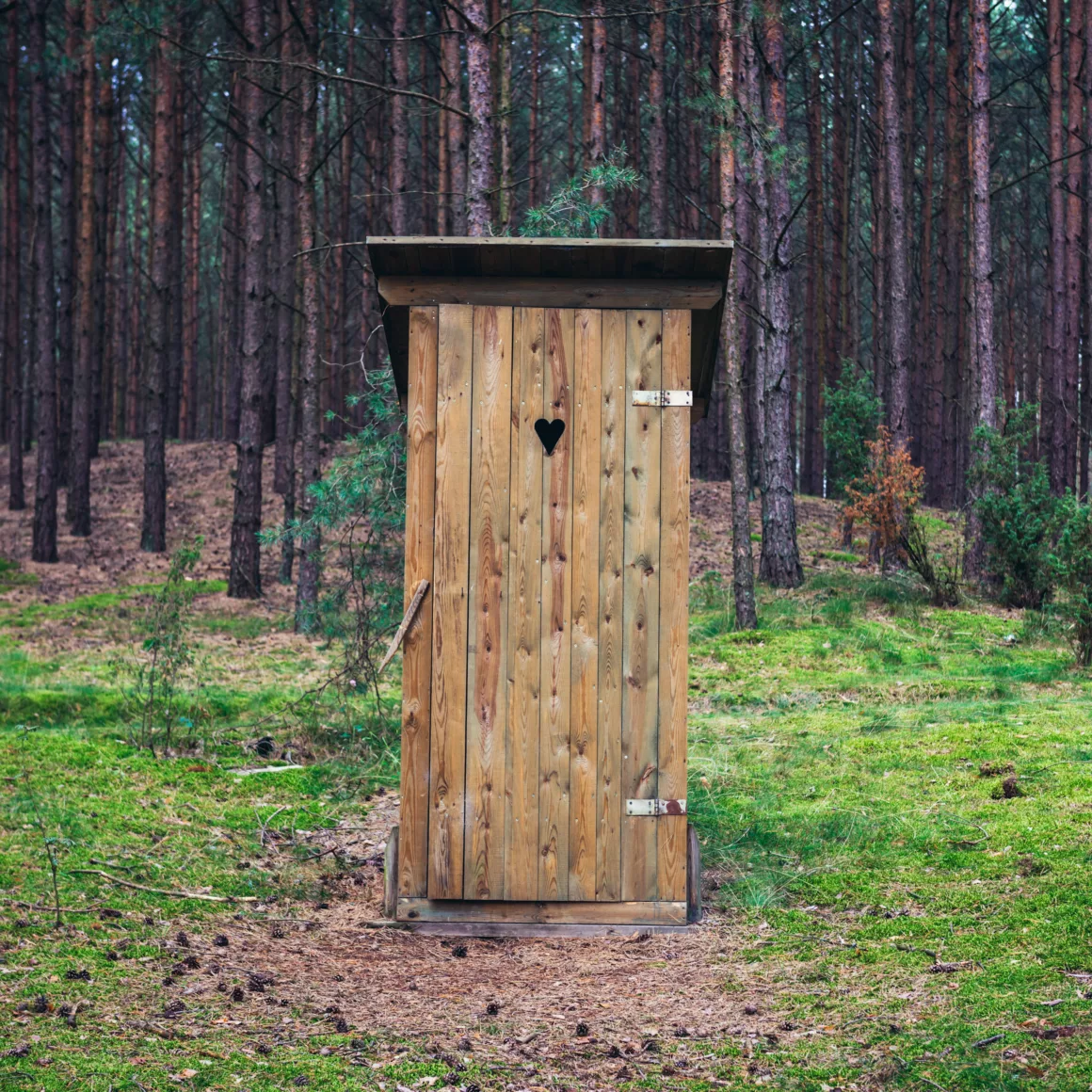 Outhouse in forest, Dziemiany commune of Cassubia region in Poland